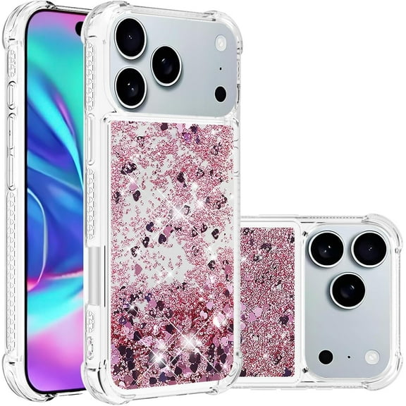 MYKOMI Bling Glitter Case for iPhone 17 Pro, Soft TPU Sparkly Flowing Liquid Floating Clear Case for Women Girls Cover for iPhone 17 Pro