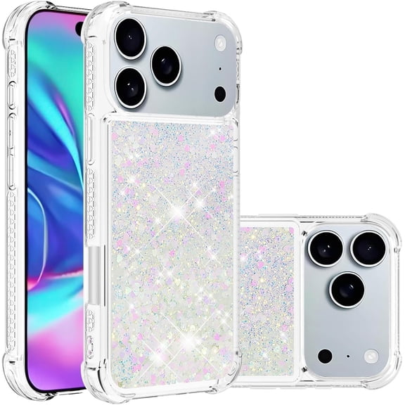 MYKOMI Bling Glitter Case for iPhone 17 Pro, Soft TPU Sparkly Flowing Liquid Floating Clear Case for Women Girls Cover for iPhone 17 Pro