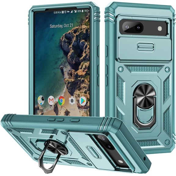 MYKOMI Case for Google Pixel 9A,Military Grade Car Holder Protection [Built-in Kickstand] Metal Ring Dual-Layer Heavy Duty TPU+PC Shockproof Phone Case for Google Pixel 9A