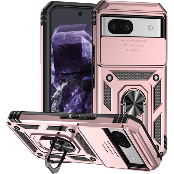 MYKOMI Case for Google Pixel 9A,Military Grade Car Holder Protection [Built-in Kickstand] Metal Ring Dual-Layer Heavy Duty TPU+PC Shockproof Phone Case for Google Pixel 9A