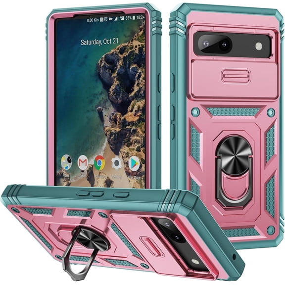 MYKOMI Case for Google Pixel 9A,Military Grade Car Holder Protection [Built-in Kickstand] Metal Ring Dual-Layer Heavy Duty TPU+PC Shockproof Phone Case for Google Pixel 9A