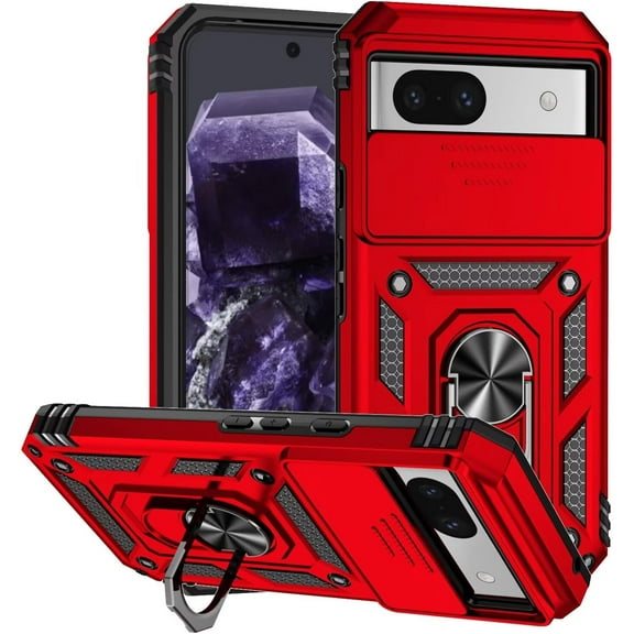 MYKOMI Case for Google Pixel 9A,Military Grade Car Holder Protection [Built-in Kickstand] Metal Ring Dual-Layer Heavy Duty TPU+PC Shockproof Phone Case for Google Pixel 9A