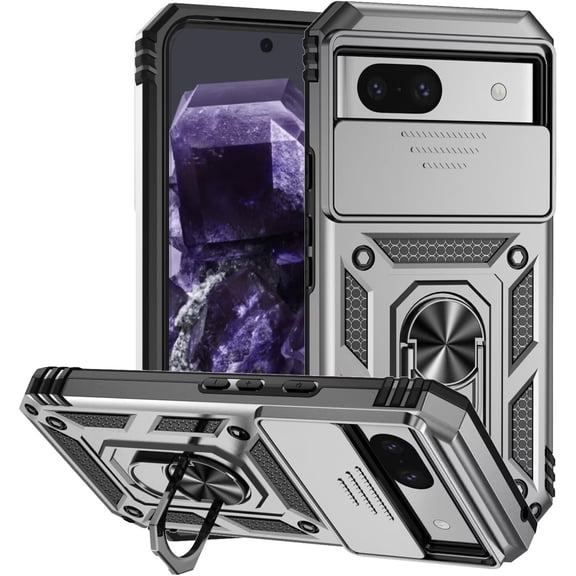 MYKOMI Case for Google Pixel 9A,Military Grade Car Holder Protection [Built-in Kickstand] Metal Ring Dual-Layer Heavy Duty TPU+PC Shockproof Phone Case for Google Pixel 9A