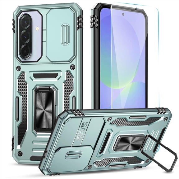 MYKOMI Case for Samsung Galaxy A36/A56 5G Case with HD Screen Protector & Slide Camera Cover & Rotated Ring Kickstand, [Heavy Duty Shockproof] Dual Layers Phone Case for Galaxy A36/A56