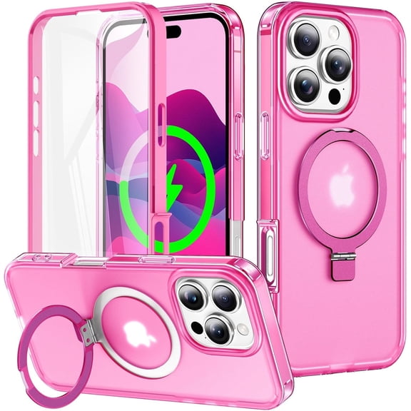 MYKOMI Case for iPhone 16 Pro Max/16 Pro/16 Plus/16, Compatible with MagSafe Built-in Screen Protector Upgrade Full Coverage 360° Full-Body Protection Case with Kickstand