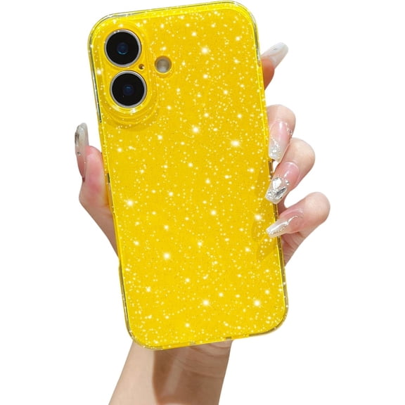 MYKOMI Case for iPhone 16,Super Cute Vibrant Neon Glitter Shiny Bling Sparkly Glossy Girly Case,Shockproof Slim Camera Protection for iPhone 16 6.1 inch