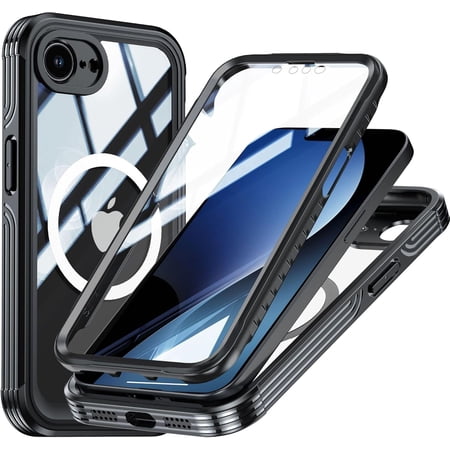 MYKOMI Case for iPhone 16E,Full-Body Rugged Protective with Wireless Charge with Built-in Screen Clear Back TPE+PC Protector Phone Case for iPhone 16E,6.1 inch 2025