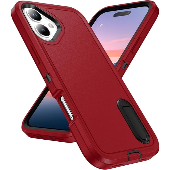 MYKOMI Case for iPhone 17 Case Heavy Duty Protection with Stand 3-Layer Durable Rugged Bumper Hard PC Military Grade Protection Shockproof Cover for iPhone 17 6.3''