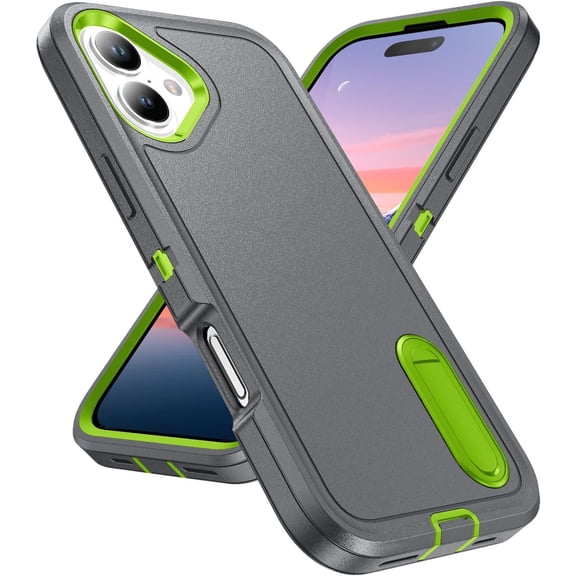 MYKOMI Case for iPhone 17 Case Heavy Duty Protection with Stand 3-Layer Durable Rugged Bumper Hard PC Military Grade Protection Shockproof Cover for iPhone 17 6.3''