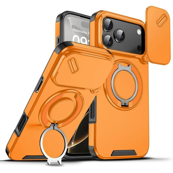 MYKOMI Case for iPhone 17 Pro Max,Military Grade [Built-in Kickstand] Magnetic Rotate Ring Holder Heavy Duty TPU PC Drop Shockproof Protect Phone Case for iPhone 17 Pro Max,6.9 inch 2025