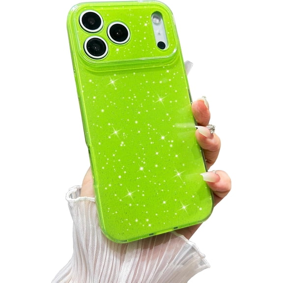 MYKOMI Case for iPhone 17 Pro Max,Super Cute Vibrant Neon Glitter Shiny Bling Sparkly Glossy Girly Case,Shockproof Slim Camera Protection for iPhone 17 Pro Max 6.9 inch