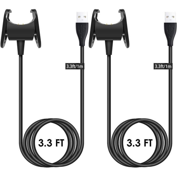 MYKOMI Charger Cable Compatible with Fitbit Charge 3/Charge 4 Charger, 2 Pack 3.3ft Replacement USB Charging Cord with Cradle Dock Adapter for Fitbit Charge 3/4 HR Fitness Tracker Smart Watch