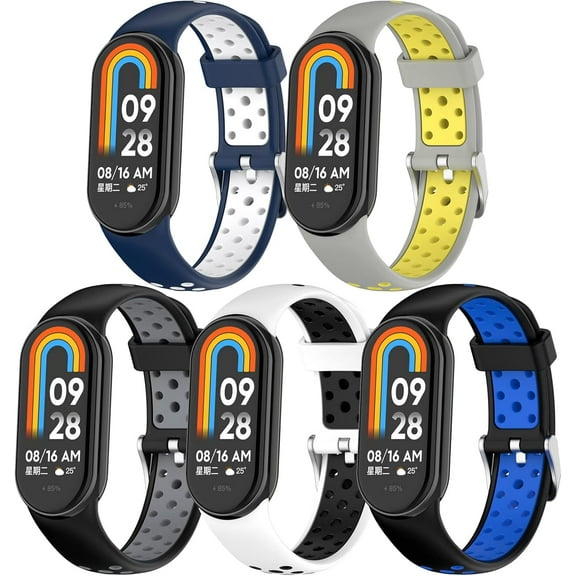 MYKOMI Comfortable Sport Wrist Straps for Xiaomi Mi Band 9/Mi Band 9 NFC/Mi Band 8/Mi Band 8 NFC Watch Colorful Bands Adjustable Replacement Wristband for Xiaomi Mi Band 9 Bracelet Strap Band