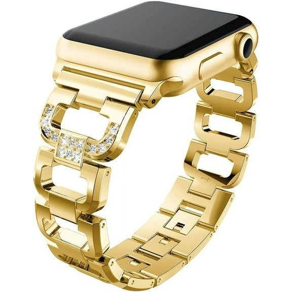 MYKOMI Compatible with Apple Watch 45mm 41mm Band -Metal Stainless Steel with Crystal Diamond Watch Band Replacement Strap for iWatch Series 8/7/6/SE/5/4/3/2/1