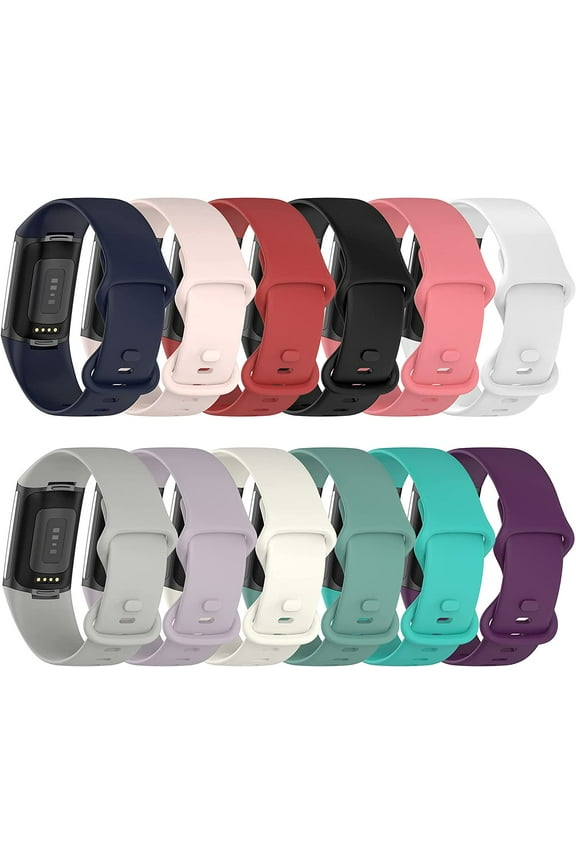 Compatible with Fitbit Charge 6 Bands, Replacement Soft Silicone Watch Straps Soft Wristband for Fibit Charge 5/Charge 6 Fitness Tracker Women&Men