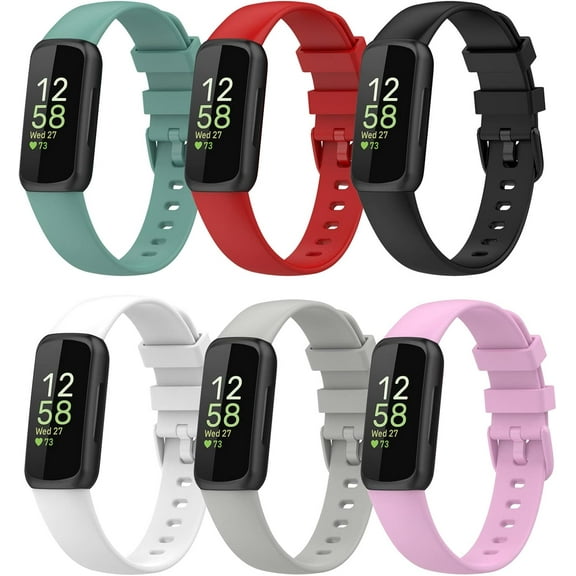 MYKOMI Compatible with Fitbit Inspire 3 Bands Women&Men, Replacement Soft Silicone Watch Straps Sport Wristband for Fitbit Inspire 3 Fitness Tracker (6-Pack)