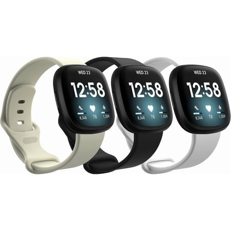 MYKOMI Compatible for Fitbit Versa 4 / Fitbit Versa 3 / Fitbit Sense 2 / Sense Watch Bands Women Men, Soft Silicone Replacement Strap for Smartwatch Band