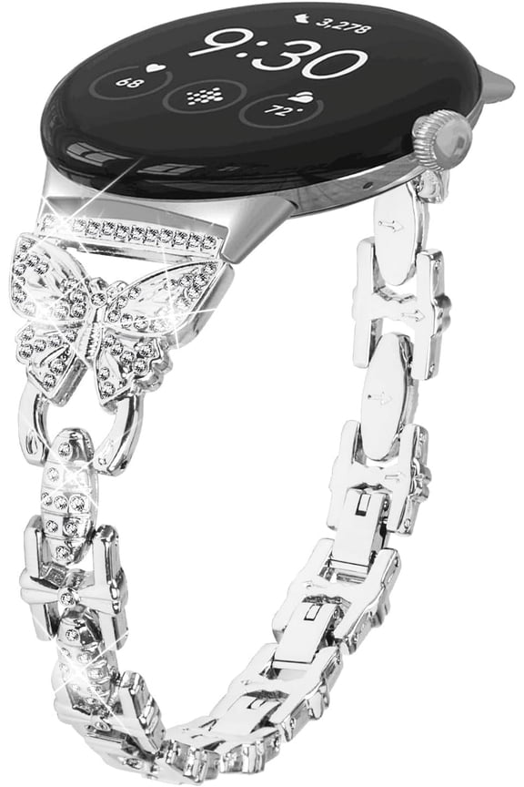 Compatible With Google Pixel Band Replacement, Women Bracelet Breathable Stainless Steel Rhinestones Strap for Google Pixel SmartWatch 2022 Released