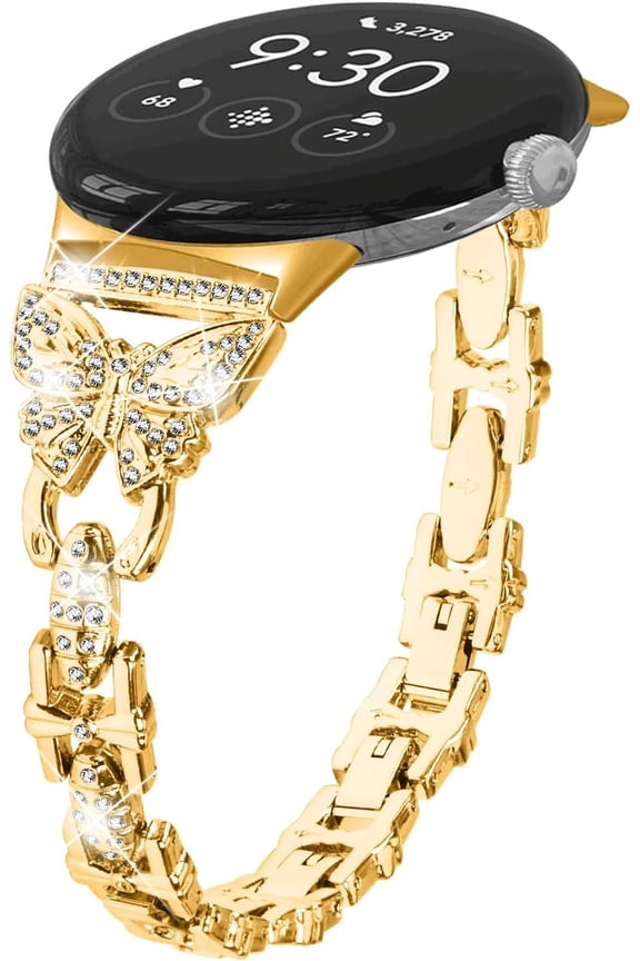 Compatible With Google Pixel Band Replacement, Women Bracelet Breathable Stainless Steel Rhinestones Strap for Google Pixel SmartWatch 2022 Released