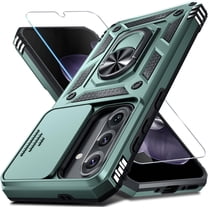 MYKOMI Compatible with Samsung Galaxy A36/A56 5G Case Built in Slide Camera Lens Cover Screen Protector Finger Ring Holder Kickstand,Heavy Duty Shockproof Full Body Phone Cover,2025