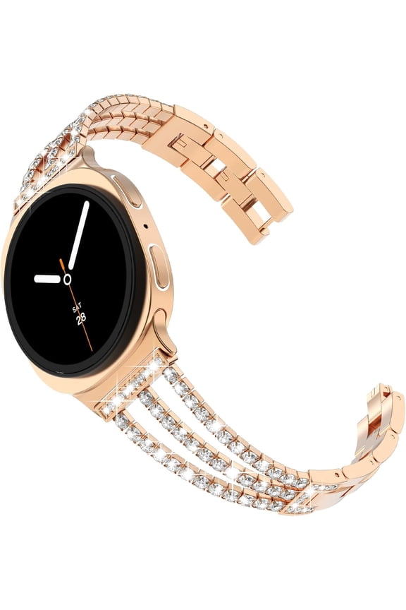 Compatible with Samsung Galaxy Watch 8 Band 40mm 44mm, Galaxy Watch 8 Classic Band 46mm Women Bling Diamond Rhinestone Link Bracelet for Galaxy Watch 8