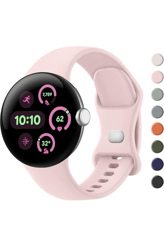 Compatible With Google Pixel Watch Band for Women Men - Soft Silicone Waterproof Sport Replacement Straps for 3 41mm/2/Smartwatch