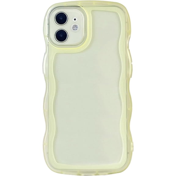 MYKOMI Compatible with iPhone 11 Clear Case,Cute Solid Color Curly Wave Frame Transparent Soft Silicone Anti-Scratch Shockproof Protective Slim Case for Women Girls