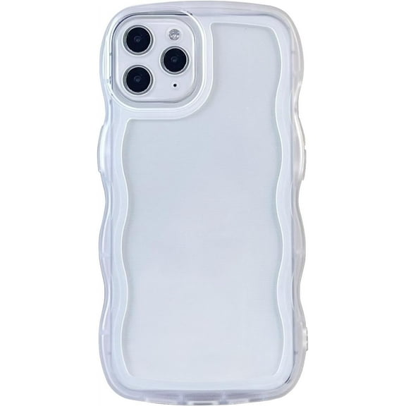 MYKOMI Compatible with iPhone 11 Pro Max Clear Case,Cute Solid Color Curly Wave Frame Transparent Soft Silicone Anti-Scratch Shockproof Protective Slim Case for Women Girls