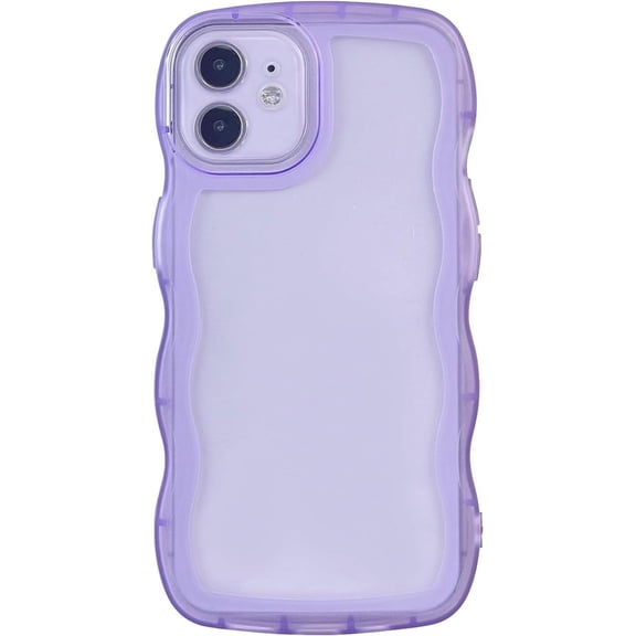 MYKOMI Compatible with iPhone 12 Clear Case,Cute Fashion Solid Color Curly Wave Frame Transparent Soft Silicone Anti-Scratch Shockproof Protective Slim Case for Women Girls