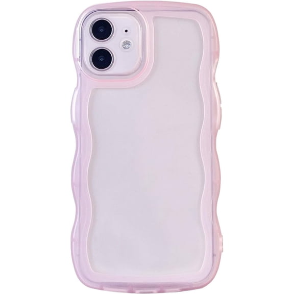 MYKOMI Compatible with iPhone 12 Clear Case,Cute Solid Color Curly Wave Frame Transparent Soft Silicone Anti-Scratch Shockproof Protective Slim Case for Women Girls