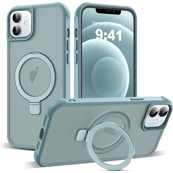 MYKOMI Compatible with iPhone 12 Pro Max Case & iPhone 13 Pro Max Case with Invisible Magnetic O-Ring Stand Case for iPhone 12 & 13 Pro Max 6.7" [Compatible with MagSafe][Great Grip Feeling]
