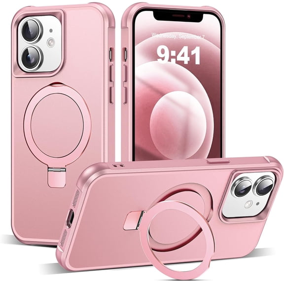 MYKOMI Compatible with iPhone 12 Pro Max Case & iPhone 13 Pro Max Case with Invisible Magnetic O-Ring Stand Case for iPhone 12 & 13 Pro Max 6.7" [Compatible with MagSafe][Great Grip Feeling]