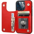 thumbnail image 1 of MYKOMI Compatible with iPhone 13 Pro Wallet Case with Card Holder, PU Leather Kickstand Card Slots Case, Double Magnetic Clasp Durable Shockproof Cover 6.1 Inch(Red), 1 of 7