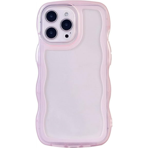 MYKOMI Compatible with iPhone 14 Pro Clear Case,Cute Solid Color Curly Wave Frame Transparent Soft Silicone Anti-Scratch Shockproof Protective Slim Case for Women Girls