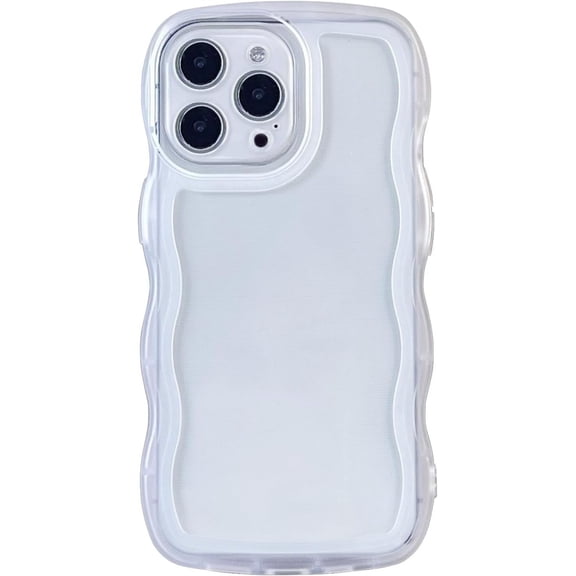 MYKOMI Compatible with iPhone 14 Pro Max Clear Case,Cute Solid Color Curly Wave Frame Transparent Soft Silicone Anti-Scratch Shockproof Protective Slim Case for Women Girls