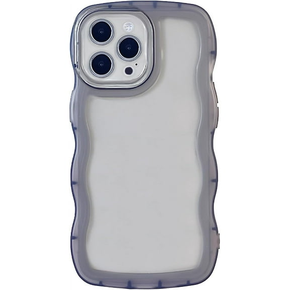 MYKOMI Compatible with iPhone 15 Pro Clear Case,Cute Solid Color Curly Wave Frame Transparent Soft Silicone Anti-Scratch Shockproof Protective Slim Case for Women Girls