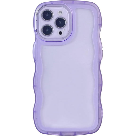 MYKOMI Compatible with iPhone 15 Pro Max Clear Case,Cute Solid Color Curly Wave Frame Transparent Soft Silicone Anti-Scratch Shockproof Protective Slim Case for Women Girls