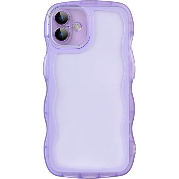 MYKOMI Compatible with iPhone 16 Clear Case,Cute Solid Color Curly Wave Frame Transparent Soft Silicone Anti-Scratch Shockproof Protective Slim Case for Women Girls