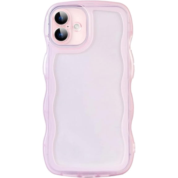 MYKOMI Compatible with iPhone 16 Clear Case,Cute Solid Color Curly Wave Frame Transparent Soft Silicone Anti-Scratch Shockproof Protective Slim Case for Women Girls
