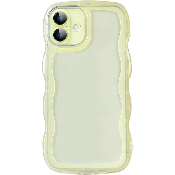 MYKOMI Compatible with iPhone 16 Clear Case,Cute Solid Color Curly Wave Frame Transparent Soft Silicone Anti-Scratch Shockproof Protective Slim Case for Women Girls