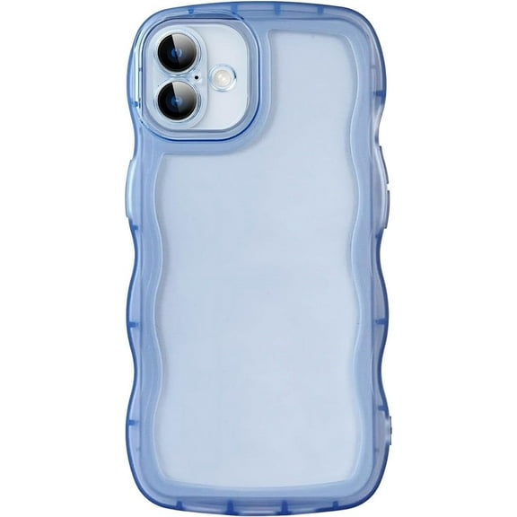 MYKOMI Compatible with iPhone 16 Plus Clear Case,Cute Solid Color Curly Wave Frame Transparent Soft Silicone Anti-Scratch Shockproof Protective Slim Case for Women Girls