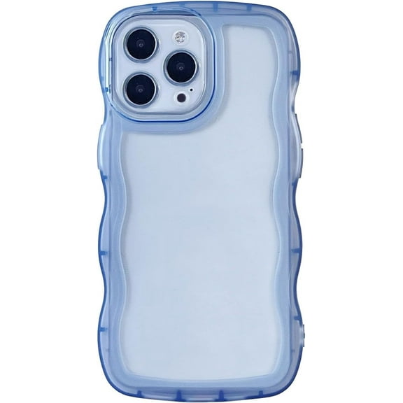 MYKOMI Compatible with iPhone 16 Pro Max Clear Case,Cute Solid Color Curly Wave Frame Transparent Soft Silicone Anti-Scratch Shockproof Protective Slim Case for Women Girls