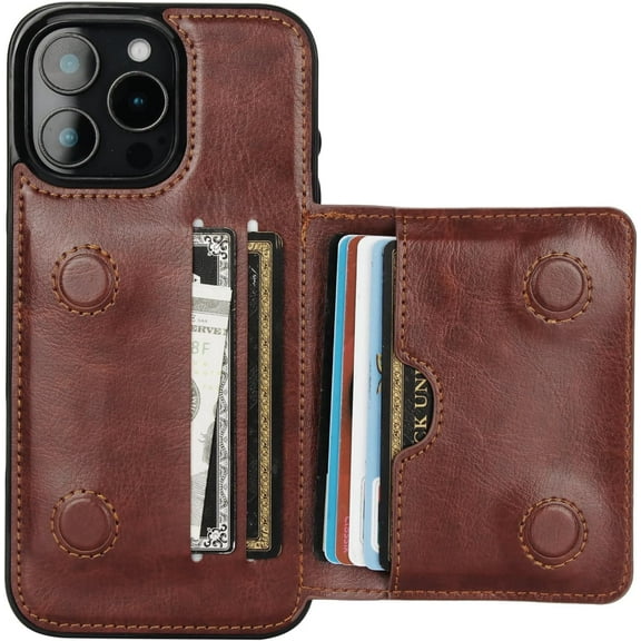 MYKOMI Compatible with iPhone 16 Pro Max Wallet Case Credit Card Holder, Premium Leather Kickstand Flip Hidden Magnetic Clasp Durable Shockproof Protective Cover for 6.9 inch