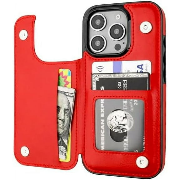 MYKOMI Compatible with iPhone 16 Pro Wallet Case with Card Holder, PU Leather Kickstand Card Slots Case, Double Magnetic Clasp and Durable Shockproof Cover 6.3 Inch