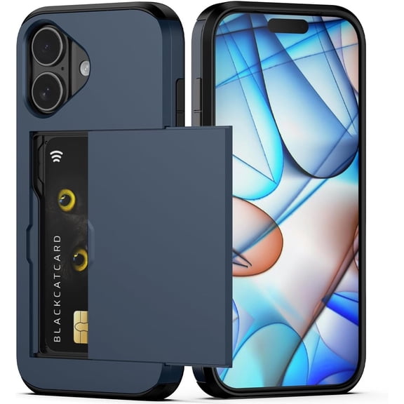 MYKOMI Compatible with iPhone 17 Case with Card Holder Dual Layer Heavy Duty Protective Shockproof Hidden Card Slot Slim Wallet Phone Case for Women&Men 6.3 inch