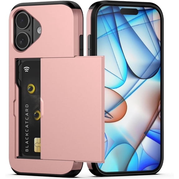 MYKOMI Compatible with iPhone 17 Case with Card Holder Dual Layer Heavy Duty Protective Shockproof Hidden Card Slot Slim Wallet Phone Case for Women&Men 6.3 inch