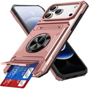 MYKOMI Compatible with iPhone 17 Pro Case Wallet with Card Holder 2 Cards Ring Stand Military Grade Protection Shockproof Phone Case for iPhone 17 Pro 6.3 inch