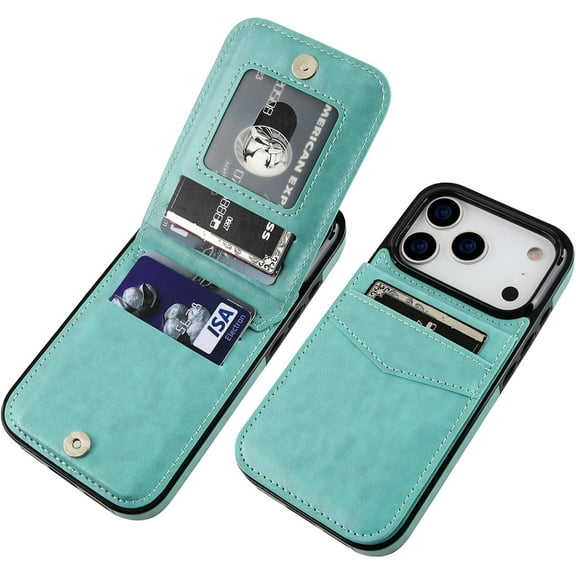 MYKOMI Compatible with iPhone 17 Pro Case Wallet with Credit Card Holder, Flip Premium Leather Magnetic Clasp Kickstand Heavy Duty Protective Cover for iPhone 17 Pro 6.3 Inch