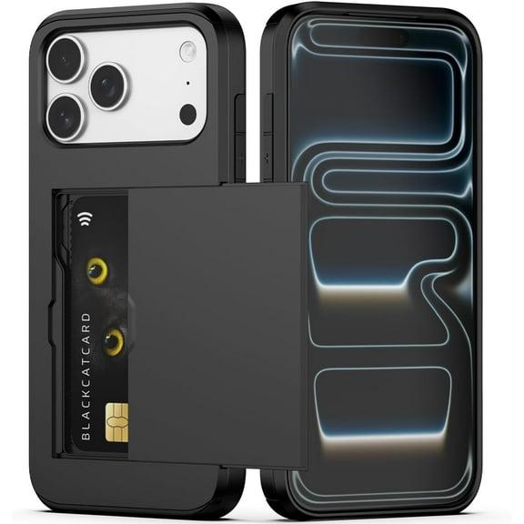 MYKOMI Compatible with iPhone 17 Pro Max Case with Card Holder Dual Layer Heavy Duty Protective Shockproof Hidden Card Slot Slim Wallet Phone Case for Women&Men 6.9 inch