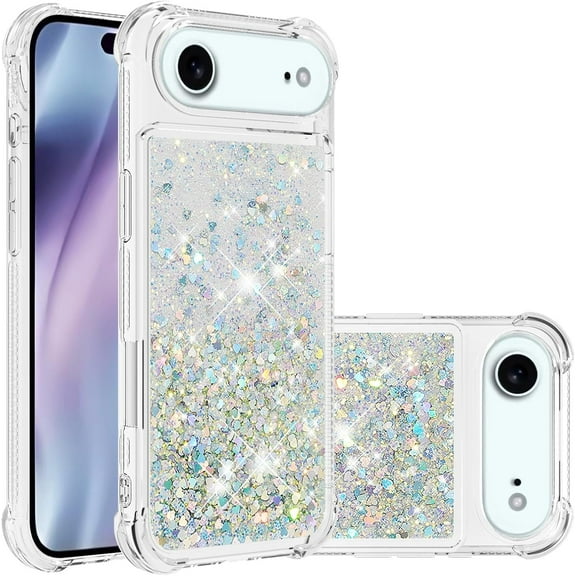 MYKOMI Compatible with iPhone Air Case Glitter Sparkle Cute Liquid Clear Flowing Quicksand Shockproof TPU Protective Girly Women Phone Case for iPhone 17 Air 6.5"
